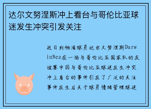 达尔文努涅斯冲上看台与哥伦比亚球迷发生冲突引发关注